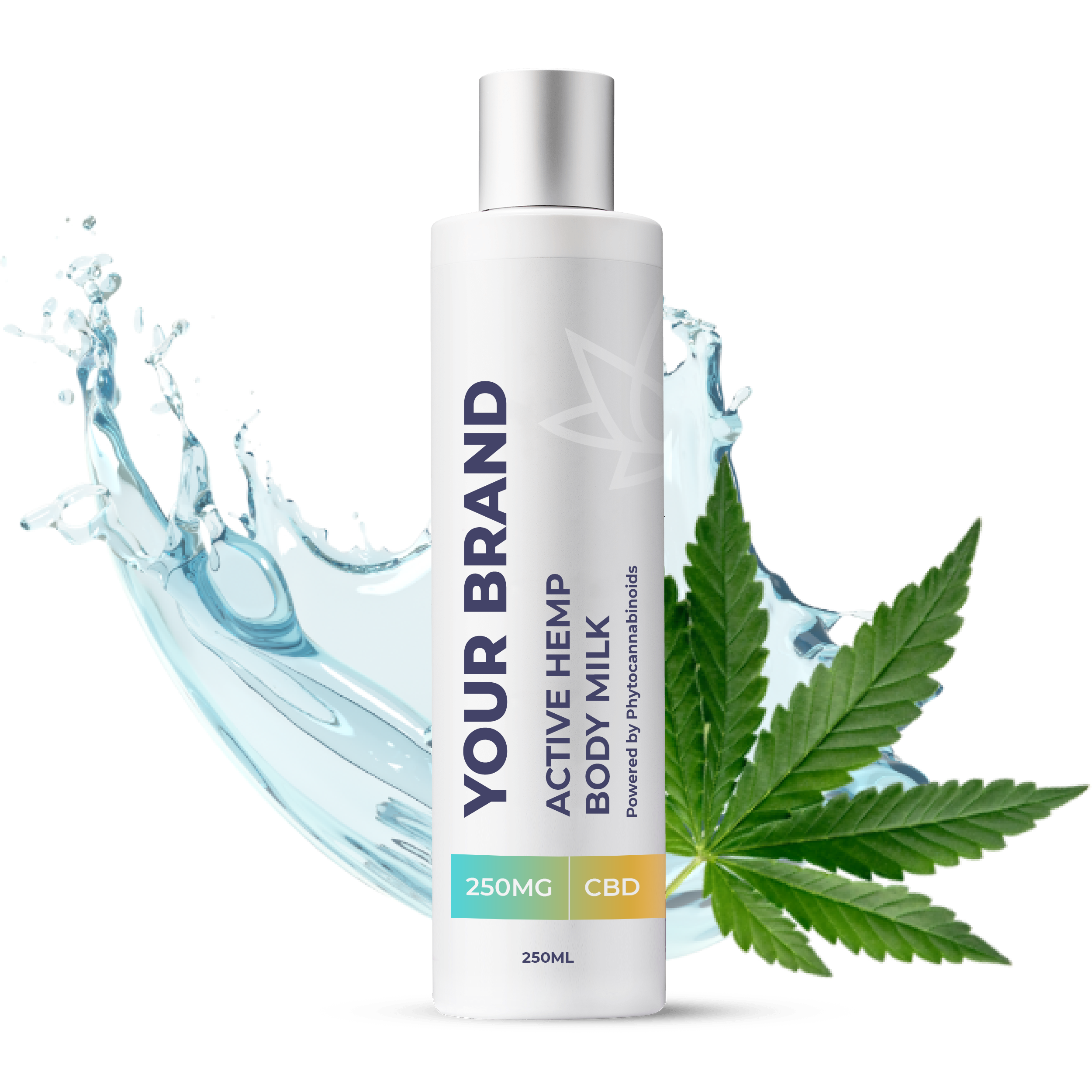 White & Private label Active Hemp CBD Body Milk supplied in a 200ml fully recyclable plastic pot