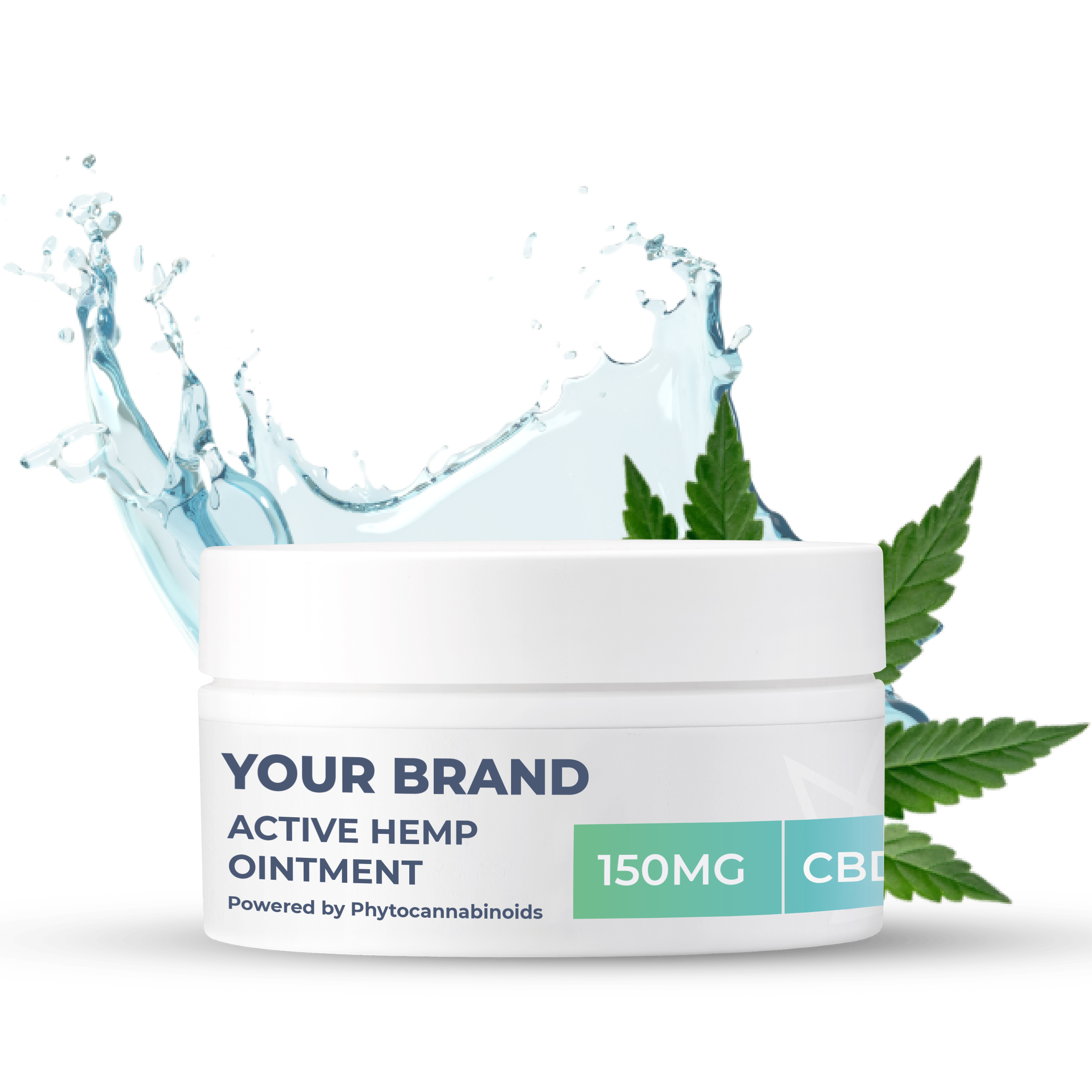 OINTMENT Pommade active au chanvre de marque blanche et privée, fournie dans un pot en plastique entièrement recyclable de 100 ml.