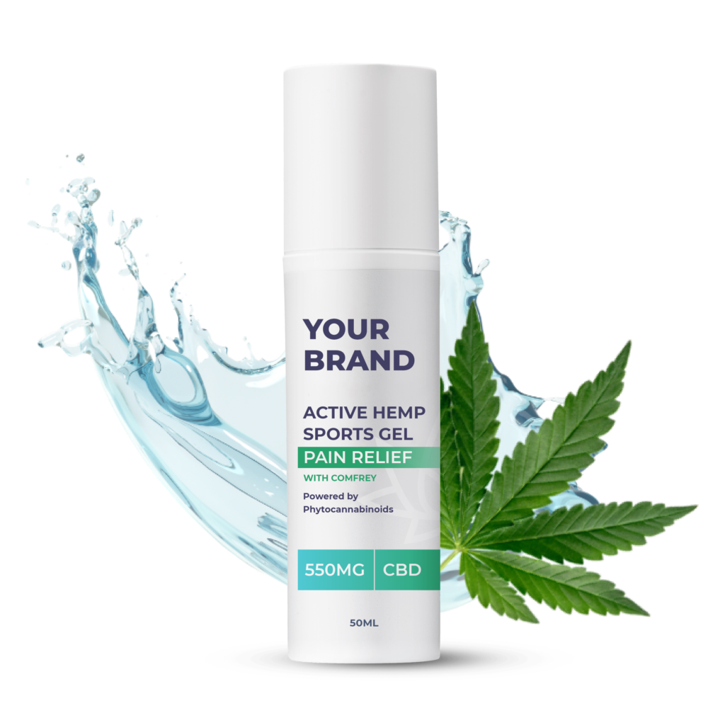 CBVit 12567 _SportsGel_PR White & Private label Active Hemp CBD Face Cream supplied in a 50ml fully recyclable, twist top, pump dispensed, airless container